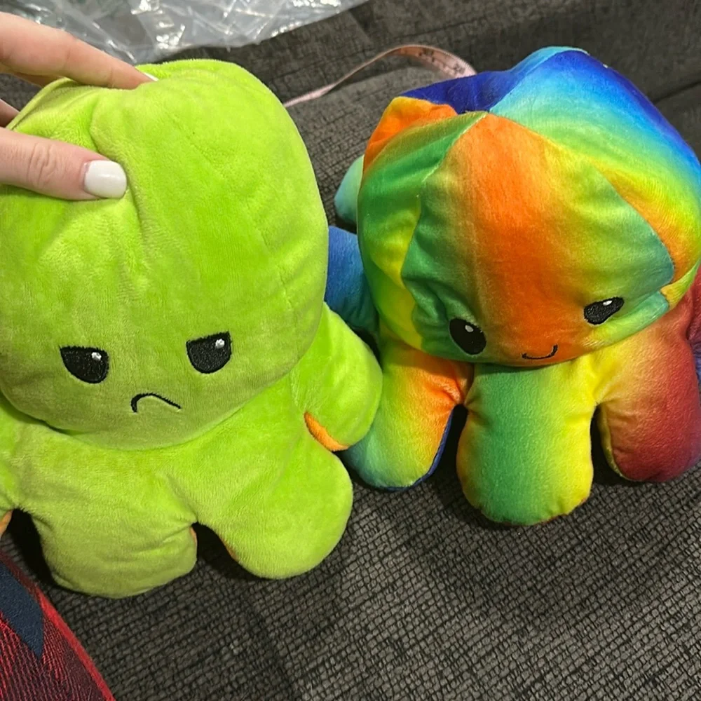 NWOT set of two angry and happy switchable octopus stuffed animals - Picture 1 of 4